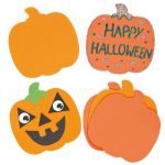 Halloween Pumpkin Foam Art & Craft Shapes for Children to Decorate and Display (Pack of 10)