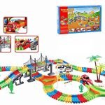 Voyous® Children Kids Fun Car Flexible Variable Track Set 257 Pcs LED Light Battery Operated Racing Game Set
