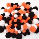 50 x Halloween Craft Poms Fluffy Balls Asst Sizes - Children Arts Crafts