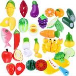 Pretend Role Play Kitchen Fruit Vegetable Food Children Kid Educational Toy Cutting Set