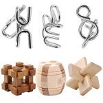 IQ Test Toy, Finer Shop 6Pcs Ultimate IQ Test Metal Brain Teaser Puzzles Disentanglement Puzzles Toy