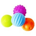 Lumanuby 4Pcs Baby Sensory Ball Hand Grasping Ball Touch Perception Soft Ball BB Ball Baby Toys Ball with Sound Effect