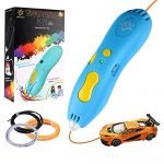 3D Printing Pen, AONOKOY Wireless Intelligent Printing Pens for Kid 3D Arts Crafts Drawing Doodler With 3 Color 1.75mm PCL Filament Refills 50℃ Low Temperature Design Gift for Christmas (Blue)