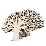 Qinlee 10 Pcs Natural Wooden Tree Shape Craft Embellishments Decoration DIY Arts Crafts Making 12.5x12.5x0.3cm