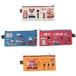 Leegoal(TM) One Set 4 Pcs London Europe Style Rectangle Canvas Pen Bag Pencil Case