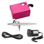 GaGa MILANO SP16 Mini Airbrush Compressor set Air-paint Control suit for Arts,Beauty Makeup,Temporaty Tattoos,Cake Decorating,Crafts and so on (Pink)