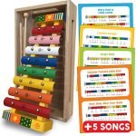 Xylophone Glockenspiel Musical Instrument Wooden Toy Percussion Musical Instrument Gift for Toddlers with Song Sheets and Wooden Storage Box; Baby Musical Instruments Educational Percussion Sound Toy Gift; Musical Instruments for Toddlers