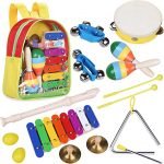 Smarkids Toddler Toys Musical Instruments Set Musical Percussion Instrument Toy for Kids Preschool Educational Toys Including Xylophone Flute Tambourine Maracas with Backpack