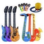 FEPITO 12PCS Inflatable Instruments Inflatables Guitar Saxophone Microphone for Party Decoration Prop (Random Color)