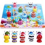 Aideal 3D Magnetic Wooden Fishing Game Educational Toys Interactive Table Game for Developing Kids' Hand/Eye Co-ordination (Fish)