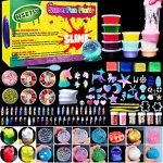 HSETIY DIY Slime kit Supplies-6 Cloud Slime,6 Clear Slime,3 Jelly Cube,5 Unicorn,55 Glitter,4 Magic Clay with DIY Slime Tool and Slime Box