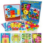 Learning Minds Colour Match Button Art Puzzle Set - Educational Mosaic Picture Pegboard Toy
