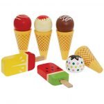 Wooden Ice Cream Set - Ice Cream Cones and Ice Lollies Pretend Play Food Toys, Magnetic Swappable Pieces for Ice Creams; Perfect for an Ice Cream Shop and Kids Wooden Play Food Role Play for Toddlers
