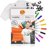 Fabric Pens DIY Kit with T-Shirt Video Guide Accessories Permanent Fabric Markers Set Kids Colouring Premium Art Craft Set T-Shirt Design Kit
