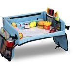 Loori Baby Car Trays, Transparent Erasable Drawing Surface, Seat Travel Tray with 16 Mesh Pockets, 6 Color Brushes and 5 Drawing Papers, Child Play Activity Tray for Car/Stroller/Plane