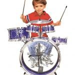 BIG BAND CHILDRENS RED BLUE ROCKSTAR DRUMS PLAY SET MUSICAL SOUND PERCUSSION TOY WITH STOOL (BLUE)