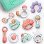 GizmoVine Baby Rattle Baby Toys Set, 10 pcs Baby Sensory Toys with Storage Box Suitable for 0-18 Months Babies BPA Free for Early Development
