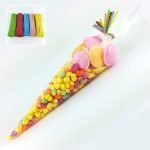 Cellophane Clear Cone Plastic Cone Bags - with Assorted Twist Ties - Choose Your Quantity - blu SKIDDOO (TM)