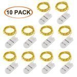 BIGHOUSE Led Fairy Lights, 10 Pack 2m 20 LEDs Battery Operated Copper Wire String Lights for Holiday Wedding Party Decorations, Warm White