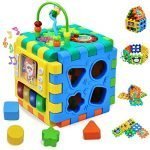INvench Musical Activity Cube Baby Toys - 6 in 1 Baby Multi-purpose Learning Cube with Music & Light Shape Sorter Activity Centre Early Development Educational Toy for Kids Infant Toddlers
