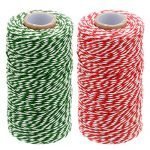 200M Christmas Red and Green String Twine, Craft Cotton Thread Durable Twine Perfect for Baking, Butchers, DIY Crafts and Handmade Arts
