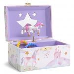 Jewelkeeper Girl's Musical Jewellery Storage Box with Spinning Unicorn, Glitter Rainbow and Stars Design, The Unicorn Tune