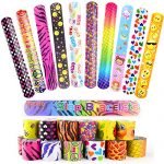 FEPITO 25 PCS Slap Bracelets Slap Wrist Bands with Hearts Animal Emoji Patterns for Kids Birthday Party Bag Fillers School Goodie Bag Little Toys Favours