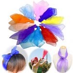 WEONE 10pcs Dance Scraves for Children,70×70cm Juggling Scarves Baby Sensory Toy, Chiffon Silk Magic Scarves,Multi-color Play Scarves for Babies Toddler Kids