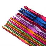 Luxbon-Pack of 14 Sizes Multi Coloured Aluminum Crochet Hooks Set Knitting Needles 2mm-10mm in a Plastic Partitioned Wallet/Case