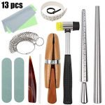 LAMPTOP 13-Pack Jewelry Ring Sizer Tools Set, Ring Sizer Mandrel Set Including Ring Mandrel, Measuring Stick, Ring Sizer, Ring Clamp, Rubber Hammer and More Tools for Jewelry Making Crafts