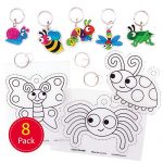 Baker Ross Bug Super Shrink Keyring Kits - Creative Art and Craft Supplies for Kids to Make and Decorate (8 Pack)